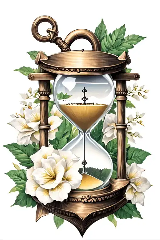 Gardenias And Ship Anchor And Hourglass And Dionysus