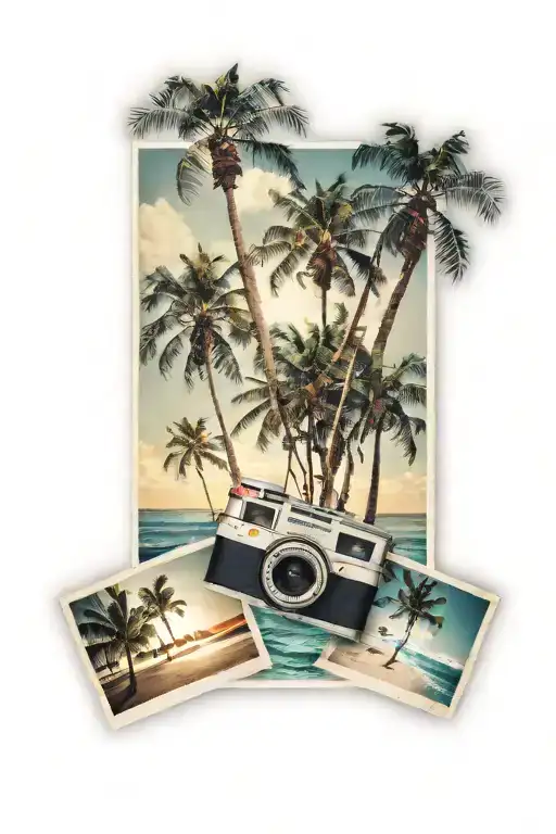 Polaroid Pictures Of Vacation Pictures Beach And Palm Trees