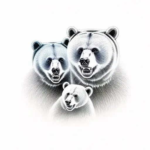 Mother Bear And Baby Bear With Bones In Their Mouths