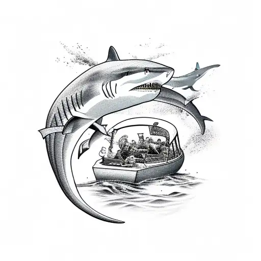 Shark Circling Boat