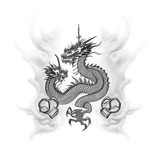 Dragon Tattoo With The Word 'Protecting' Incorporated Into The Design