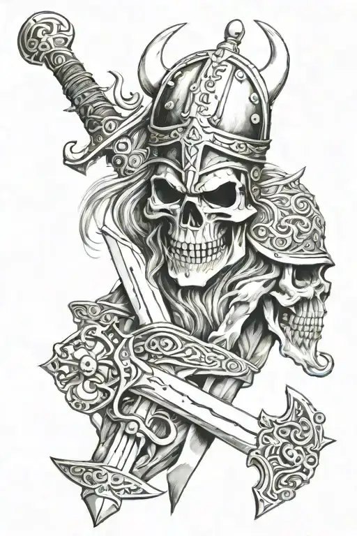 Sword And Viking Skull Wearing