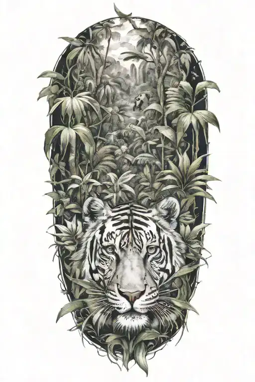 Realistic Jungle Tattoo To Be Used As A Background Behind Existing