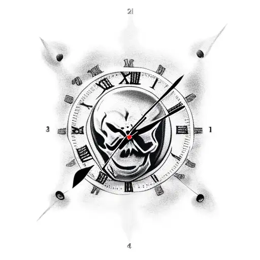 Skull With Clock Fire Axe