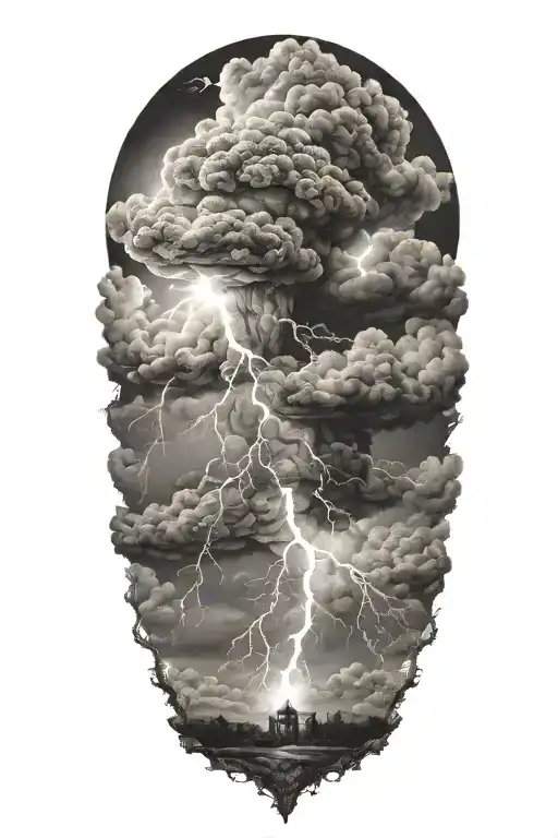 Realistic Lightning Storm Clouds Black And White