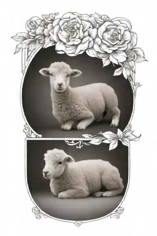 Delicate Lamb Laying Down Fine Line