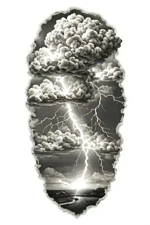 Realistic Lightning Storm Clouds Black And White