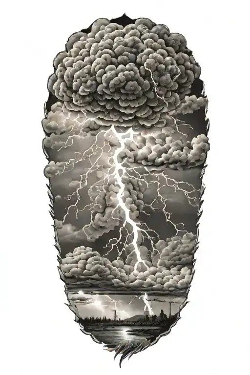 Realistic Lightning Storm Clouds Black And White