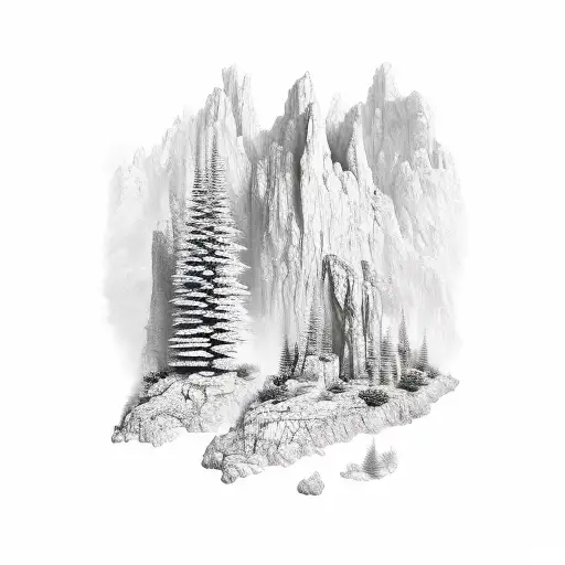 Mediterranean Pine Wind Cliff Cut Cove Crystal Clear Water