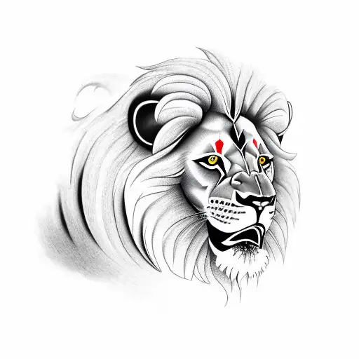 Lion With Red