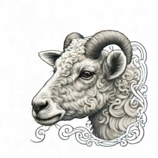 Cute Symmetrical Lamb Face With Fine Line