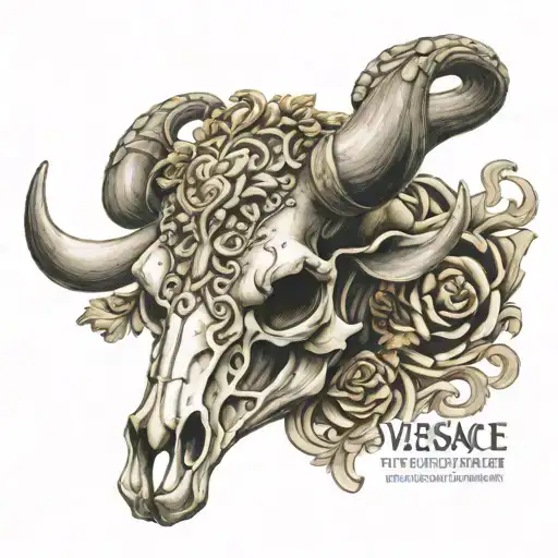 Bull Longhorn Skull With Versace Logo Transformed