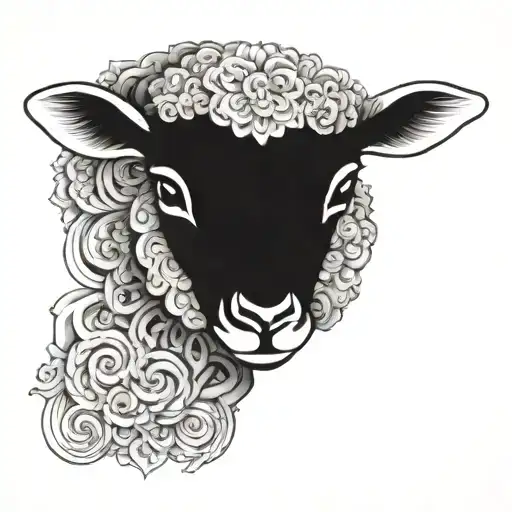 Cute Symmetrical Lamb Face Made With A Few Lines