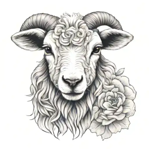 Cute Symmetrical Lamb Face Made With A Few Lines