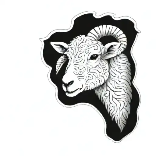 Cute Fine Line Lamb Face