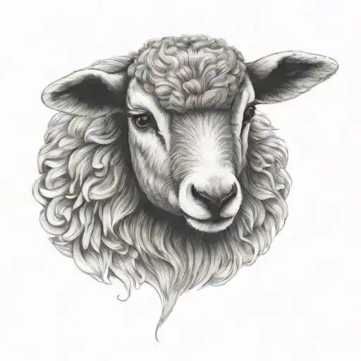 Cute Fine Line Lamb Face