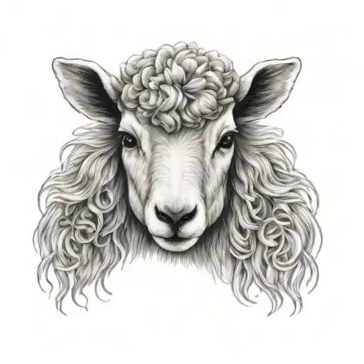 Cute Fine Line Lamb Face