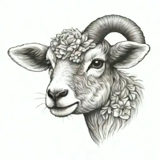 Cute Fine Line Lamb Face