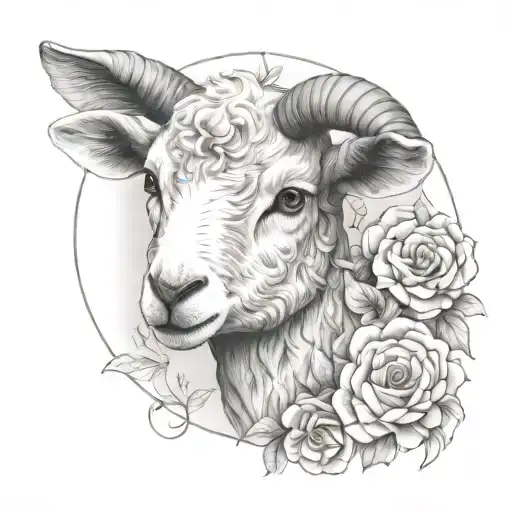 Cute Fine Line Lamb Face