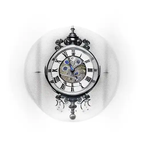 Full Grandfather Clock With Shadow Surrounding