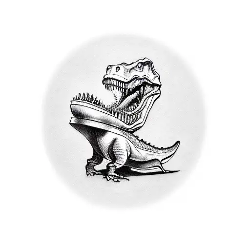 Dinosaur In A Shoe Drinking Tea