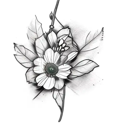 Leaf Branch With 2 Flowers Around Wrist And Forearm