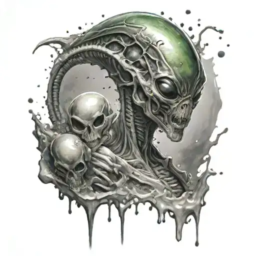 Alien Tattoo Artist With Tunder In Bacground Splash