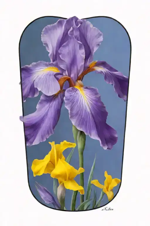 Iris Flower And Dadelion Flowermaking A Circle Shape