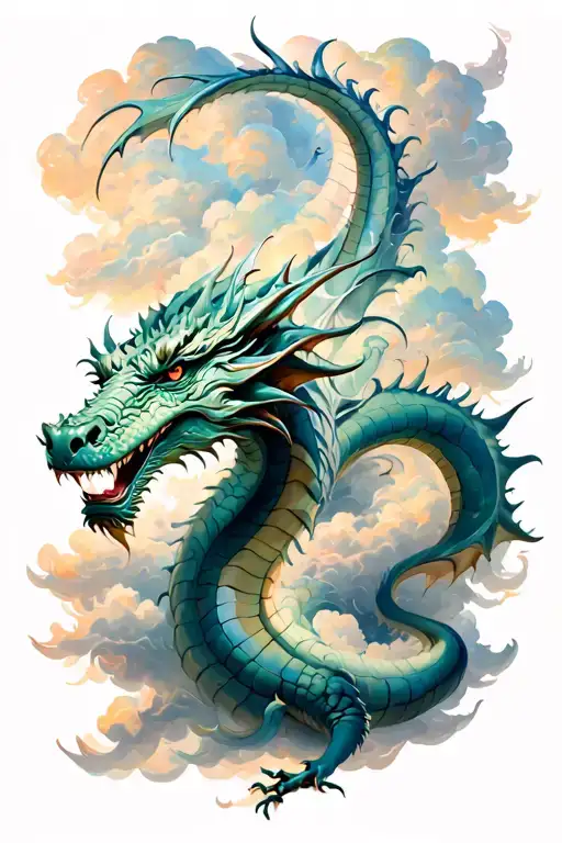 Dragon In Clouds Floating