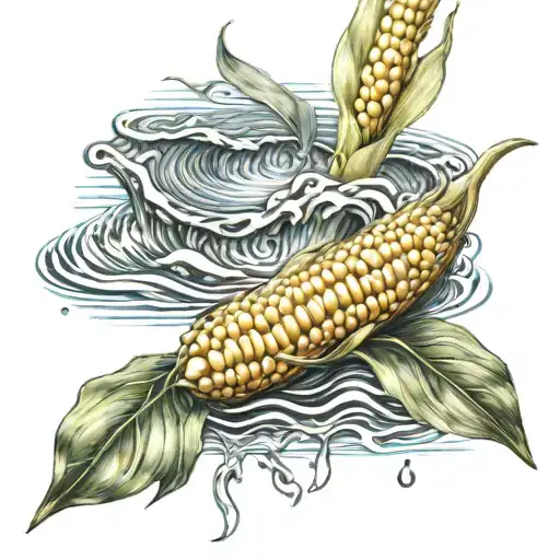 Ear Of Corn Next To A Fall Of Water