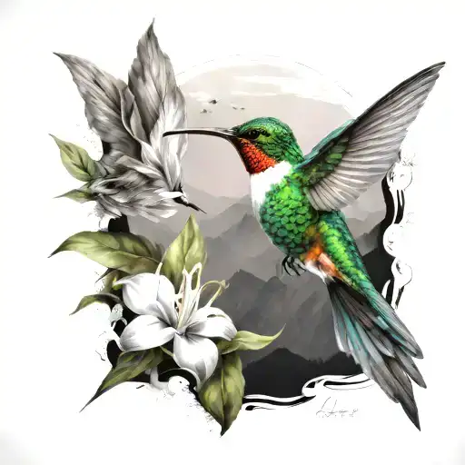 Humming Bird Montain Background Gratitude Symbol