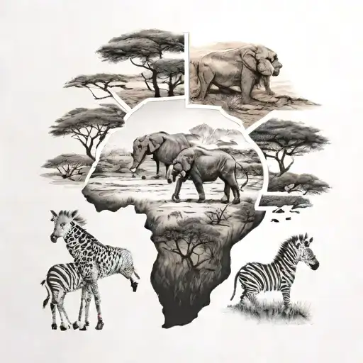 African Continent Big Five Animals Peeking