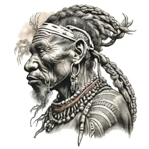Khoisan Bushman African Tribal Sunrise Integrated
