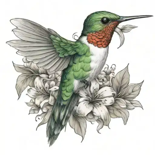 Hummingbird With A Gratitude Symbol Integrated Around