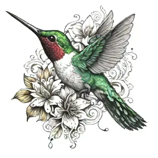 Hummingbird With A Gratitude Symbol Integrated Around With A Sence Of Deepness