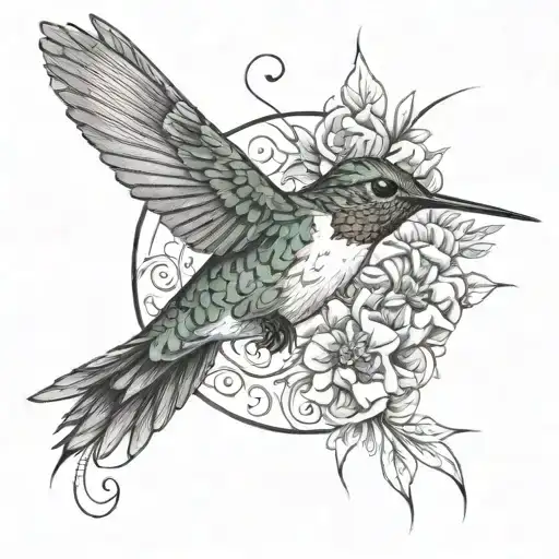 Hummingbird With A Gratitude Symbol Integrated Around With A Sence Of Deepness