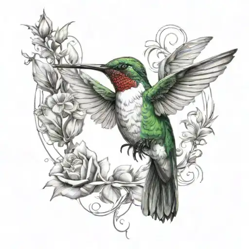Hummingbird With A Gratitude Symbol Integrated Around With A Sence Of Deepness