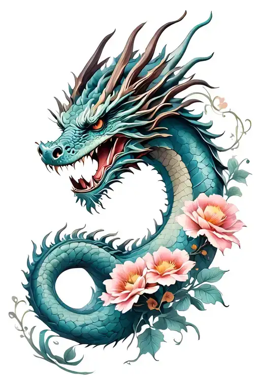 Dragon And Flowers