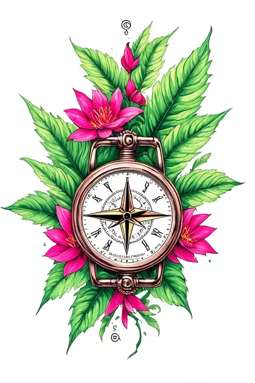 Watch Face Compass Fuchsia Plant Intertwined