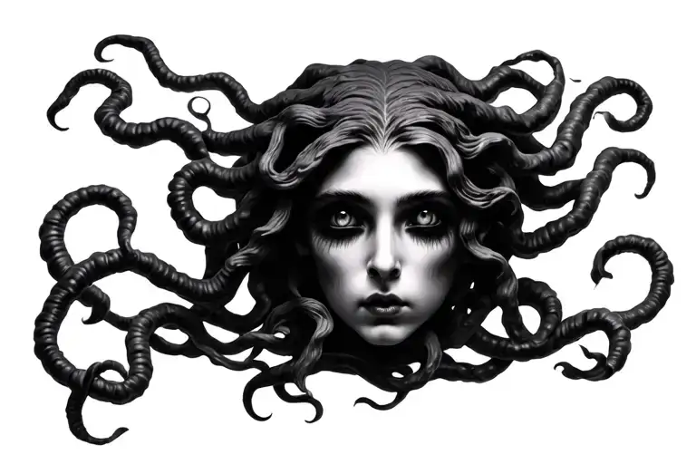 Medusa With 3 Black Eyes Looking