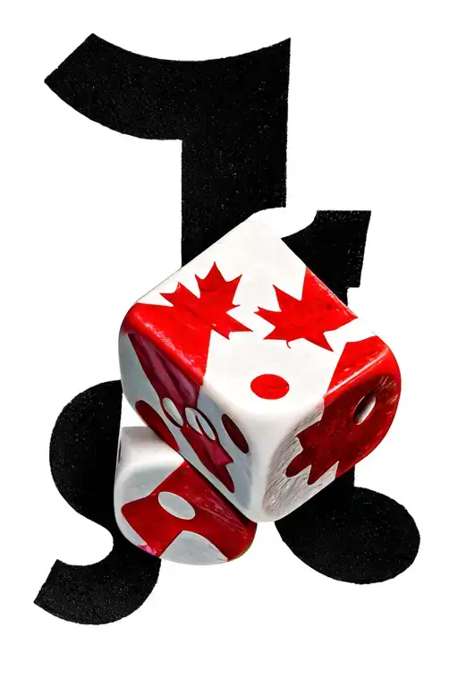 2 Dice Number 1 And 6 With Canadian Flag