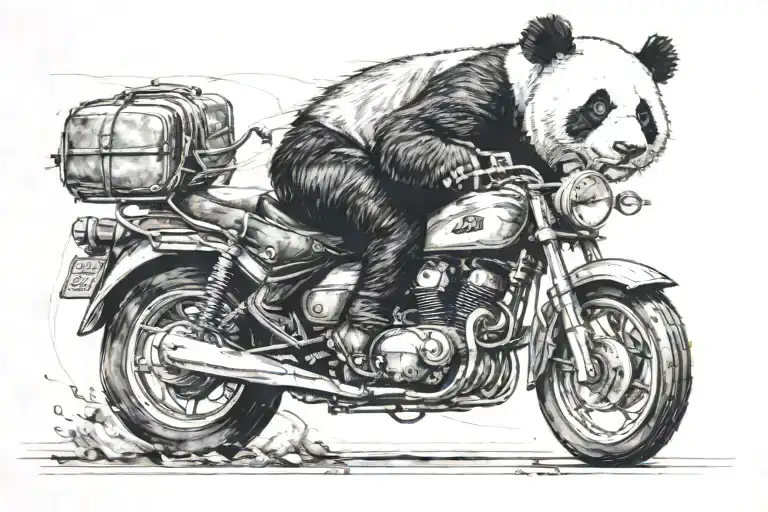 Panda Riding A Motorcycle