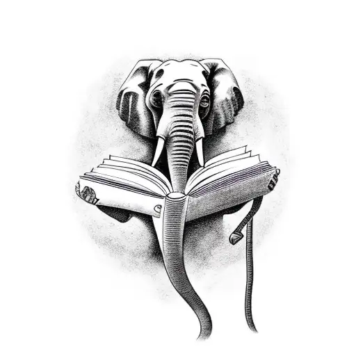 An Elephant Wearing Headphones And Reading A Book In A Lush Forest