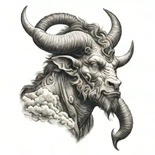 Minotaur Head Cloud Background