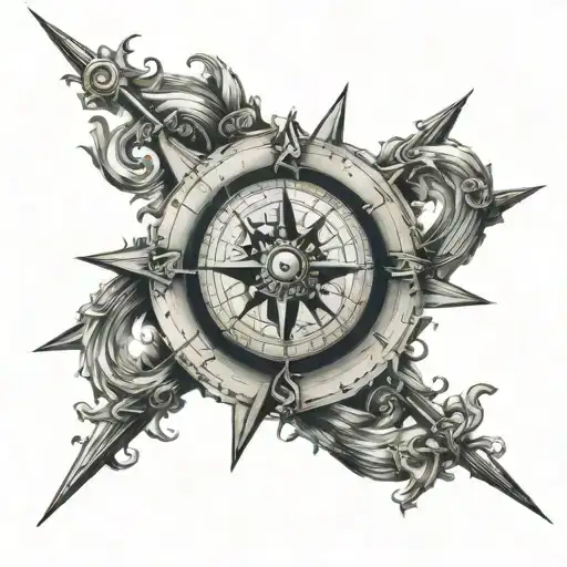 Heart Surrounding Nautical Compass