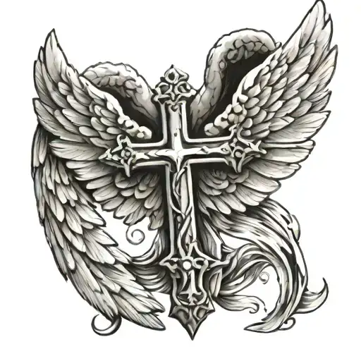 Christian Cross With Angel Wings