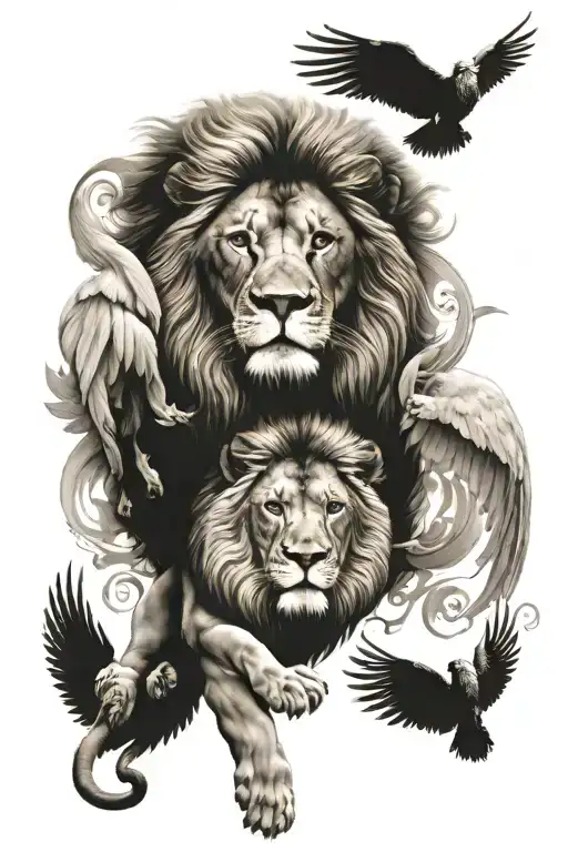 Lion And Angels Wings