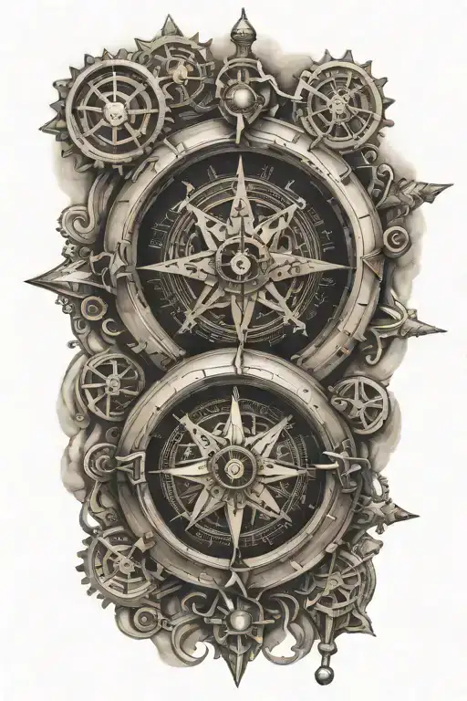 Steam Punk Nautical Compass Suicide Survivor Symbol