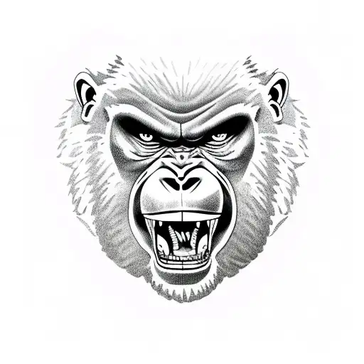 Angry Roaring Gorilla Face
