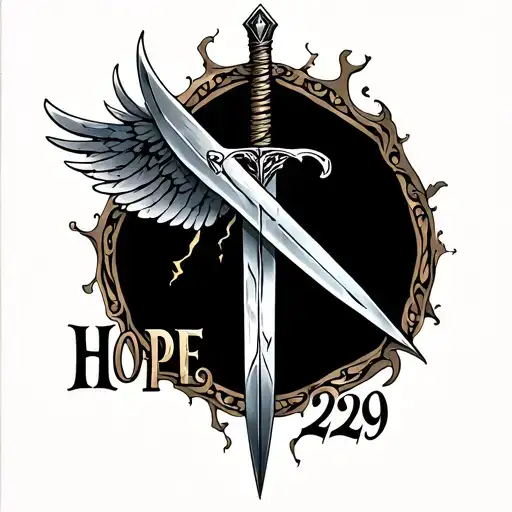 A Broken Sword With Wings With The Word Hope And Underneath The Number 29